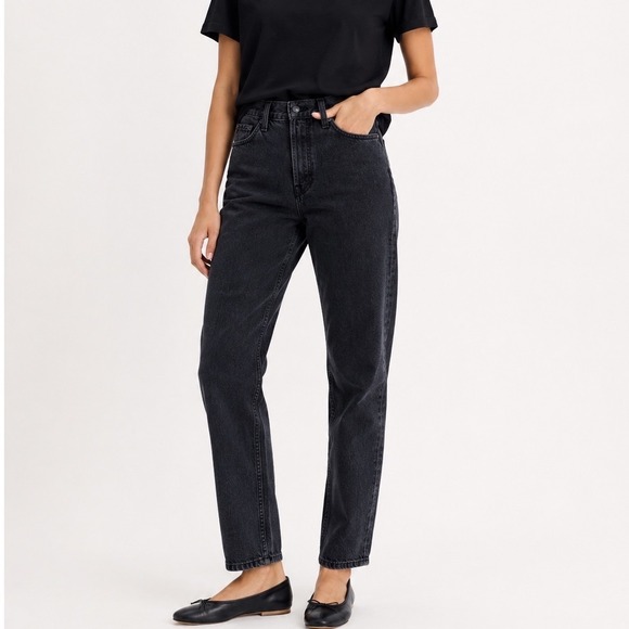 Everlane Denim - Everlane Jeans The 90s Cheeky Organic Cotton High Rise Washed Black 26 Regular